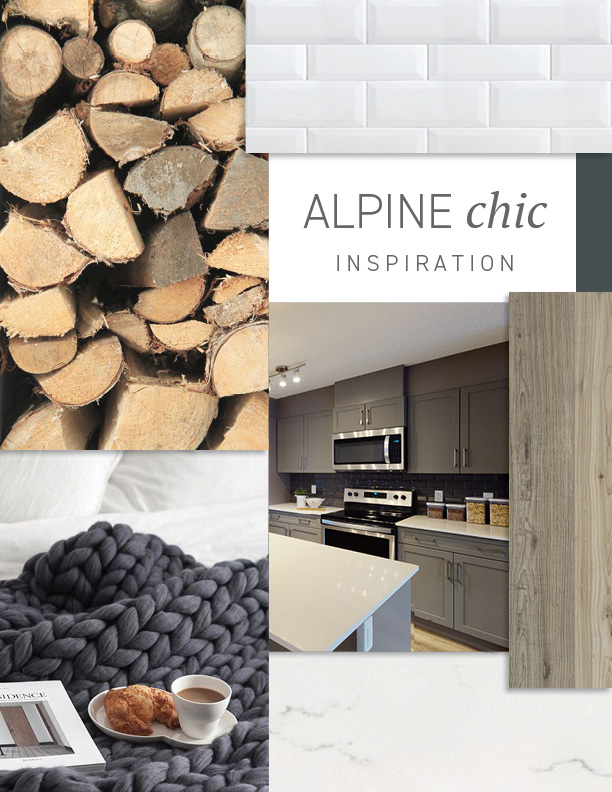 Alpine Chic interior selections colour package mood board