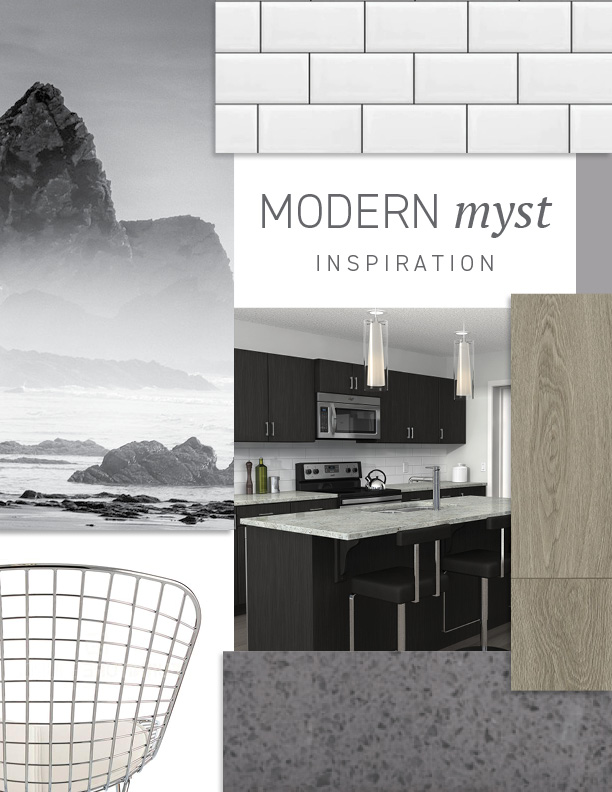 Modern Myst interior selections colour package mood board